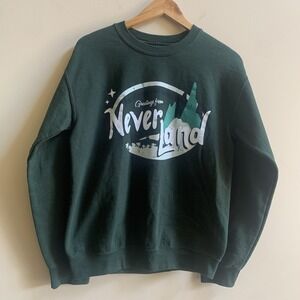 Lost Bros Greetings From‎ Neverland Sweatshirt-S Dark Green Long Sleeve Unisex's